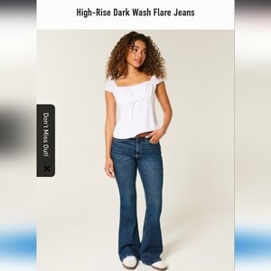 Holister Dark High Rinse Flare Jeans Short